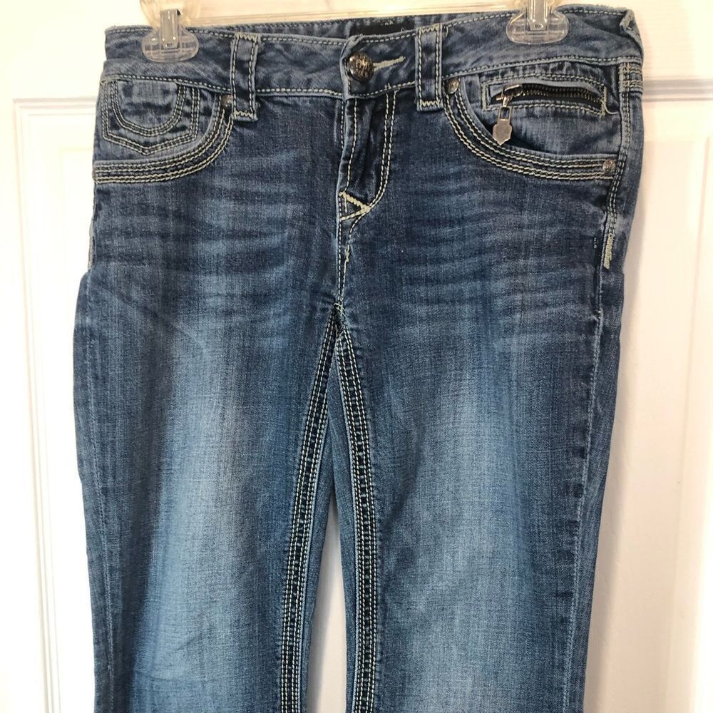 Rerock for Express boot cut blue jeans, size 4 short - Picture 4 of 14